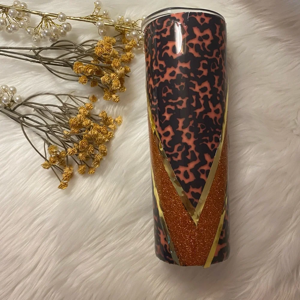 20oz skinny vinyl Turtle wrap custom glitter tumbler - Picture 1 of 11